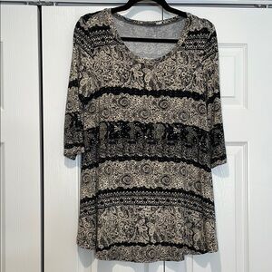 BaiShengGT Womens Abstract Paisley Lace Print Top Size S Whimsigoth Dark Fairy